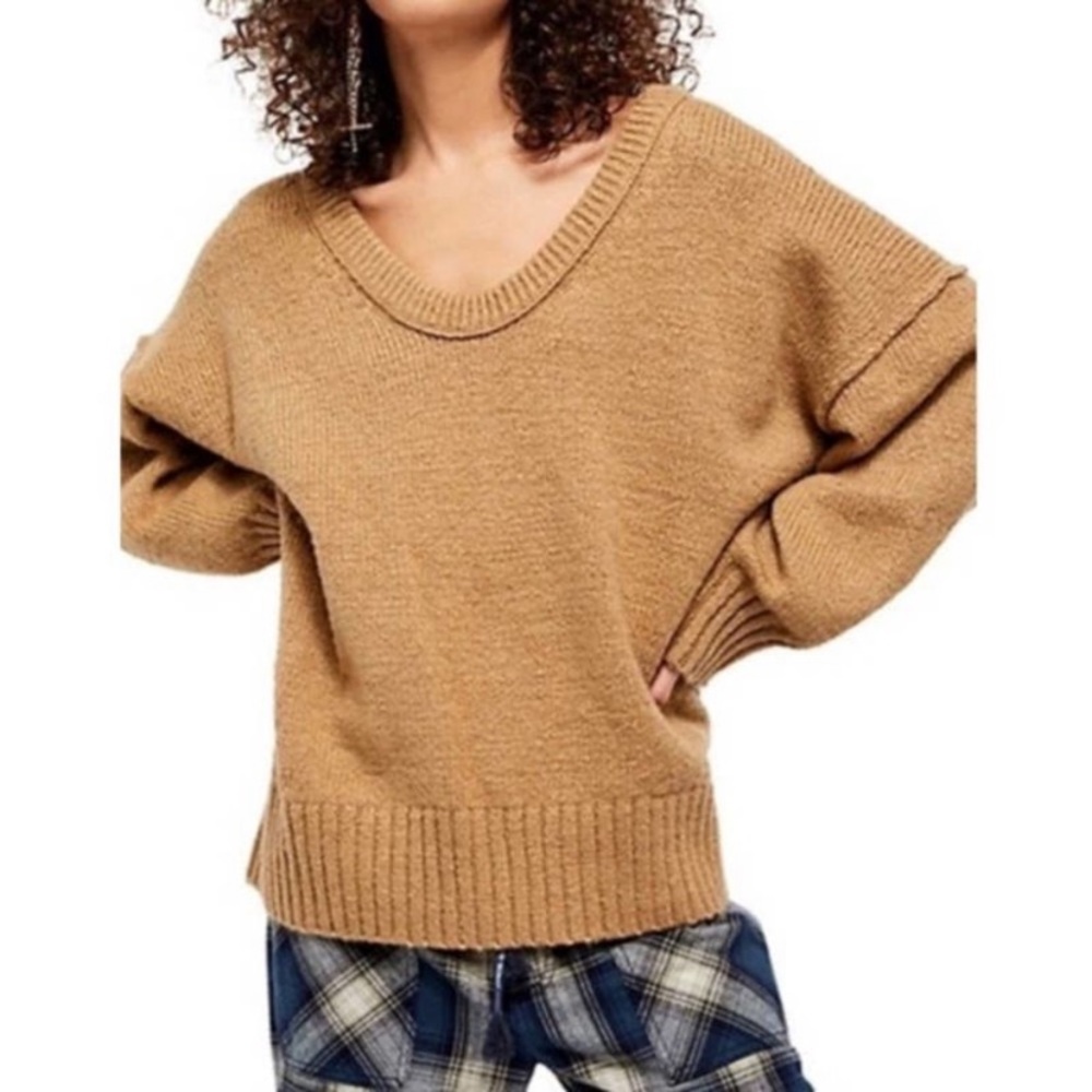 Free people brookside sweater camel color